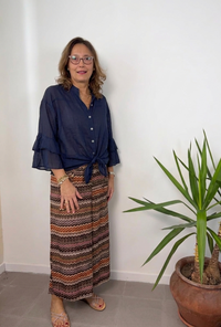 Camicia in mussola con fiocco e maniche a calla