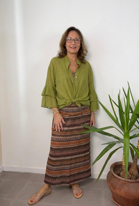 Camicia in mussola con fiocco e maniche a calla