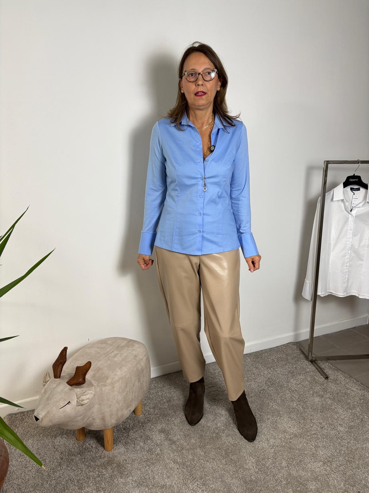Camicia in viscosa effetto cotone con retro elasticizzato
