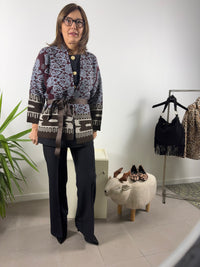 Cardigan fantasia Blue Joint con fascia grosgrain in vita