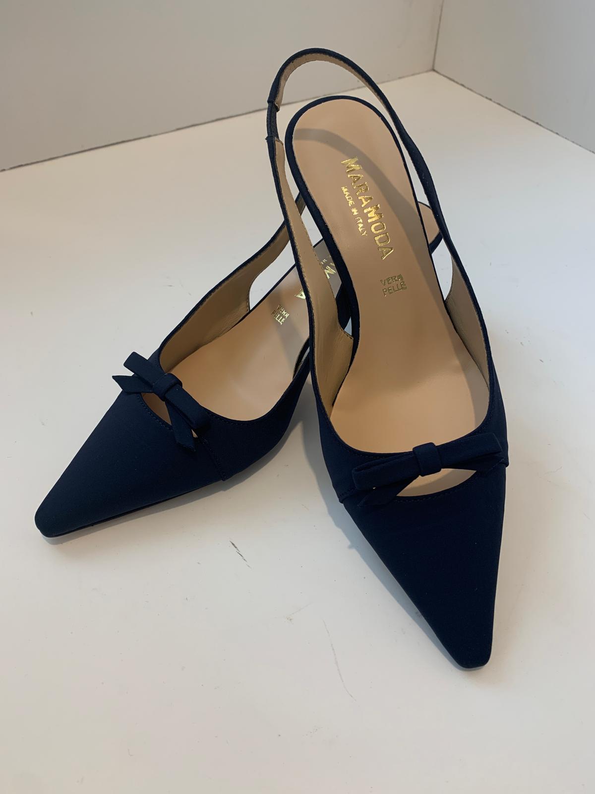 Chanel slingback blu in licra con fiocchetto