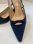 Chanel slingback blu in licra con fiocchetto