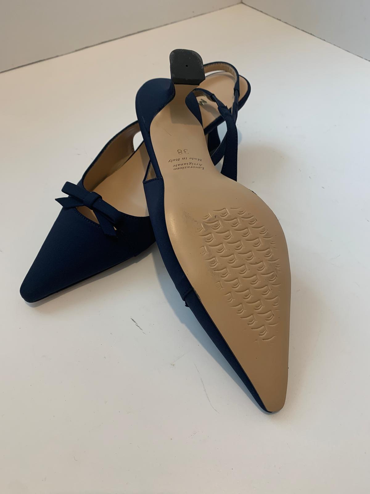 Chanel slingback blu in licra con fiocchetto