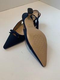 Chanel slingback blu in licra con fiocchetto