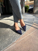Chanel slingback blu in licra con fiocchetto