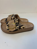 Ciabatta brown africana con velcro e rafia