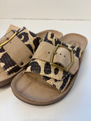 Ciabatta brown africana con velcro e rafia