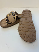 Ciabatta brown africana con velcro e rafia