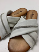 Ciabatta in nappa con strass e fasce incrociate