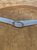 Cintura in pelle liscia con fibbia argento