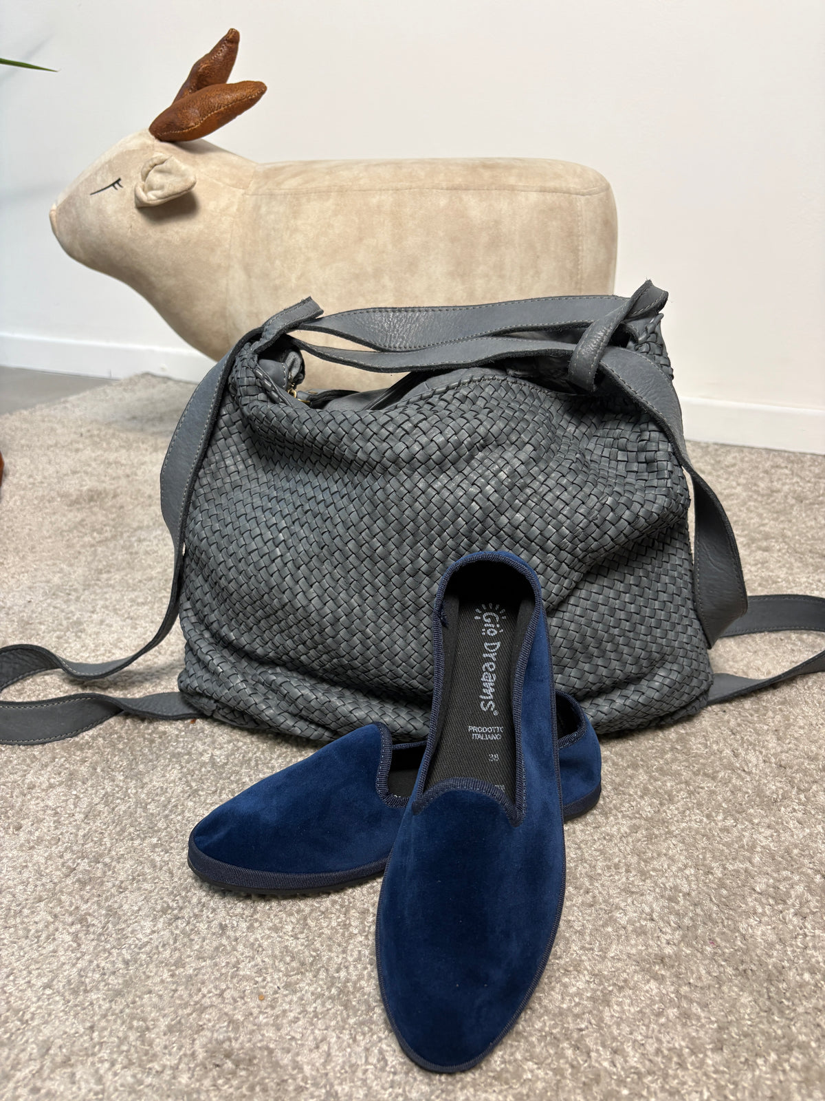 Borsa zaino toscana in pelle intrecciata
