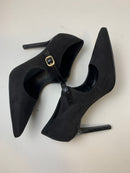 Décolleté Arianna in camoscio nero con cinturino