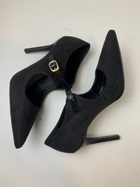 Décolleté Arianna in camoscio nero con cinturino