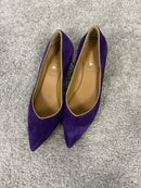 Décolleté Minnie in camoscio viola con profilo in nappa