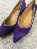 Décolleté Minnie in camoscio viola con profilo in nappa