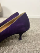 Décolleté Minnie in camoscio viola con profilo in nappa