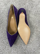 Décolleté Minnie in camoscio viola con profilo in nappa