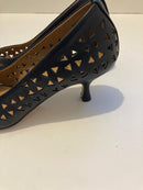 Décolleté nera laserata in nappa con scollo a V