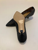 Décolleté nera laserata in nappa con scollo a V