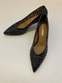 Décolleté nera laserata in nappa con scollo a V