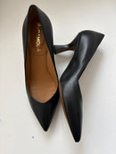 Décolleté nera in pelle con tacco 7 cm