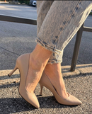 Décolleté in pelle nude con tacco 7 cm