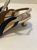 Slingback nera in nappa con cinturino off white
