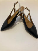 Slingback nera in nappa con cinturino off white