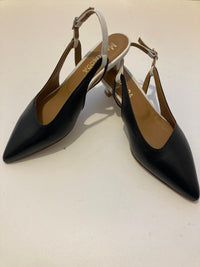 Slingback nera in nappa con cinturino off white