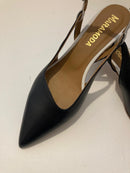 Slingback nera in nappa con cinturino off white