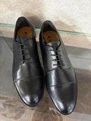 Derby uomo Exton in vitello nero con cucitura sulla punta