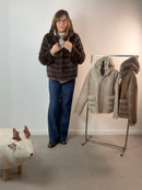 Ecopelliccia reversibile in ecomontone con cappuccio