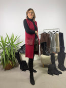 Gilet lungo con tasche in pelliccia