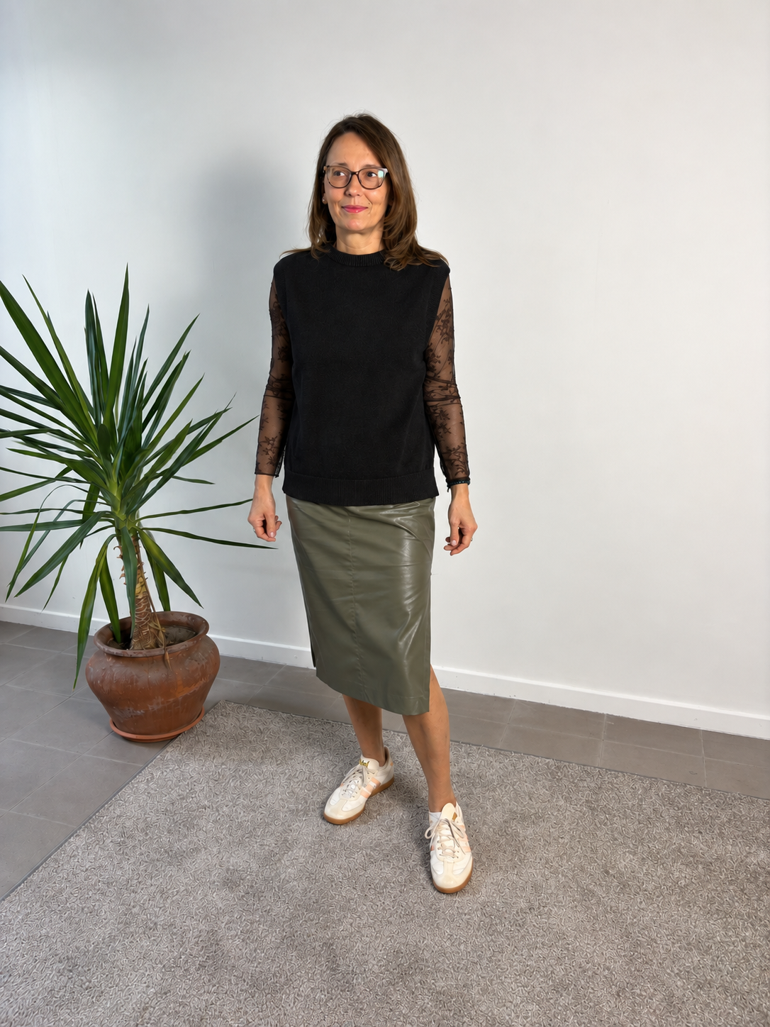 Gilet in maglia a girocollo