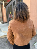 Faux suede jacket with gold jewel buttons