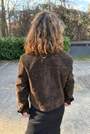 Faux suede jacket with gold jewel buttons