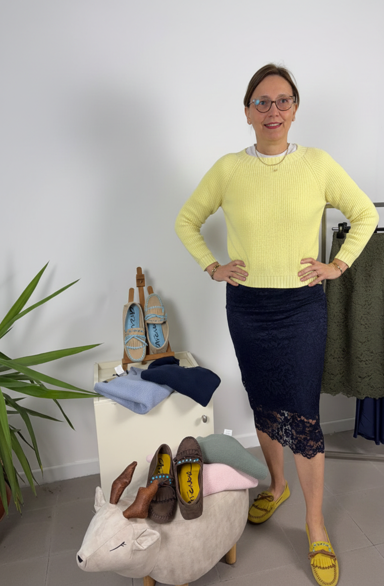 Gonna tubino in pizzo elasticizzato Blue Joint