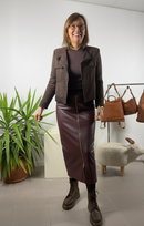 Gonna longuette in ecopelle a matita