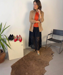 Long skirt with macramé hem