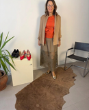 Long skirt with macramé hem