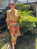 Gonna pareo midi fantasia tigre con fiocco regolabile