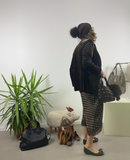 Gonna a pois con pizzo e taglio a sbieco