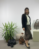 Gonna a pois con pizzo e taglio a sbieco