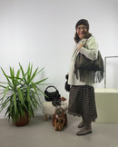 Gonna a pois con pizzo e taglio a sbieco