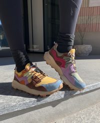 Kamsa multicolor fabric and real suede trail sneakers