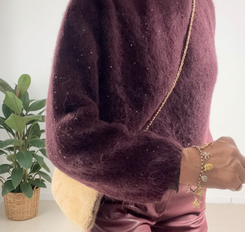 Maglia in micropaillettes con filato misto alpaca