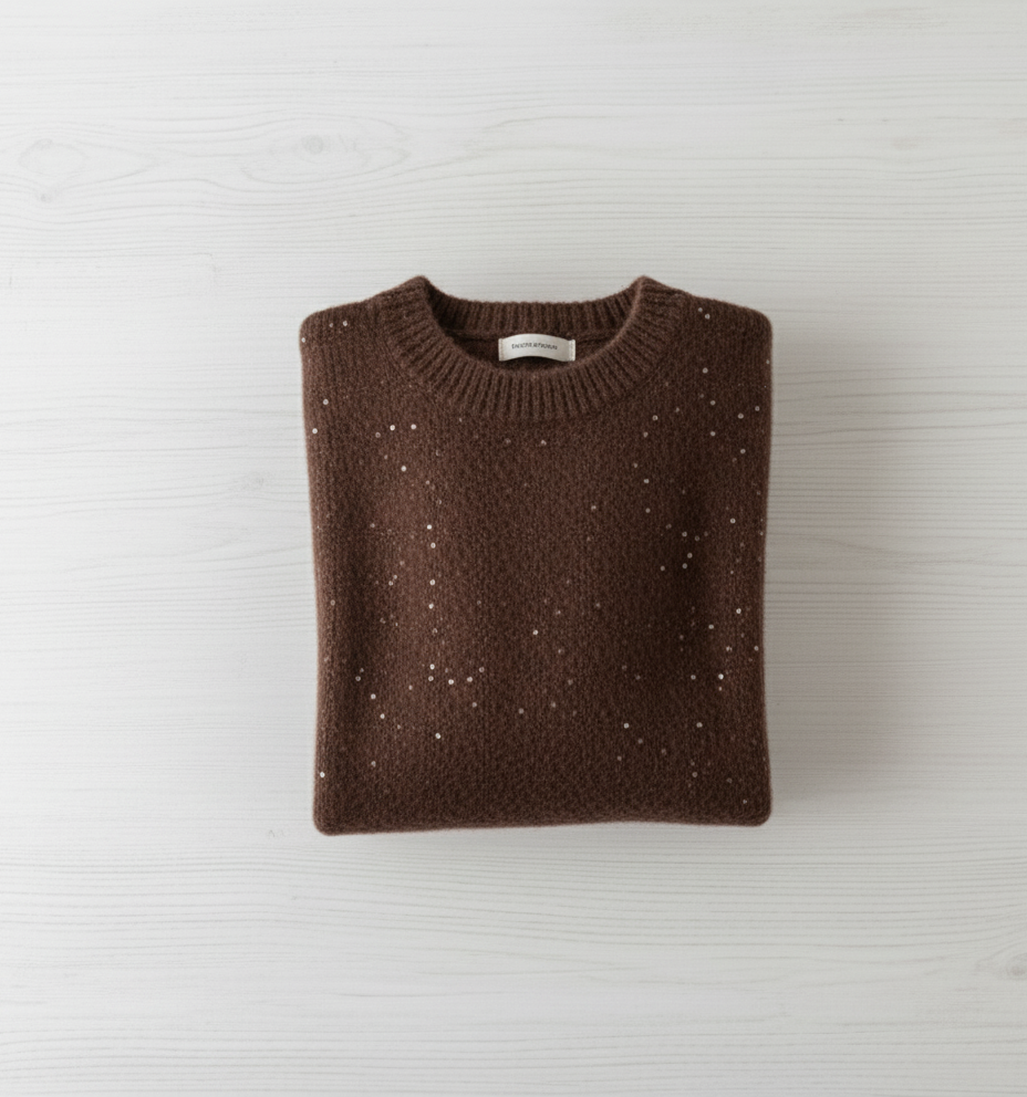 Maglia in micropaillettes con filato misto alpaca