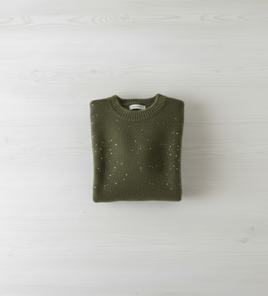 Maglia in micropaillettes con filato misto alpaca