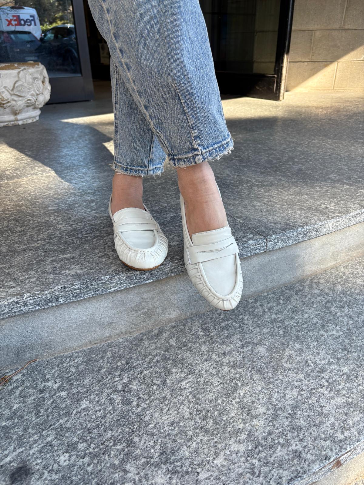 Mocassini N6 Milano in nappa off white
