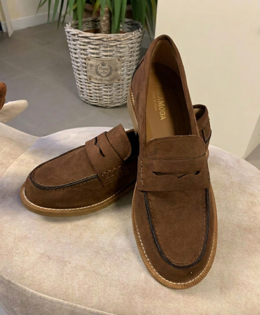 Mocassini Gioia in camoscio cacao